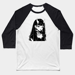 Black and White Demon Baseball T-Shirt